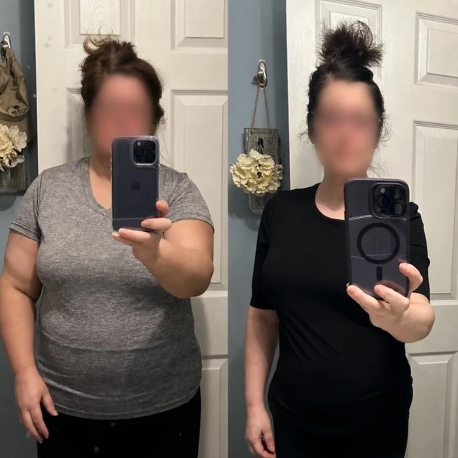 Michele's before and after body-composition scan from her personal training at Aspire